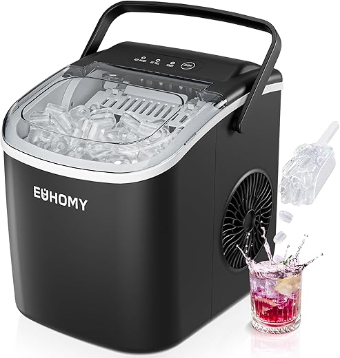 EUHOMY Portable Ice Maker Machine: Enjoy Fresh Ice Anytime, Anywhere!