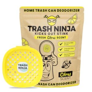 “Trash Ninja Deodorizer with Activated Charcoal & Citrus Freshness”