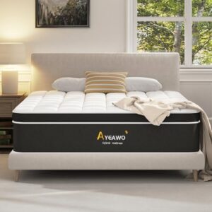 Ayeawo 12″ Hybrid Queen Mattress – Gel Memory Foam & Springs
