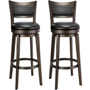 Extra Tall Swivel Bar Stools Set of 2 – Black Faux Leather