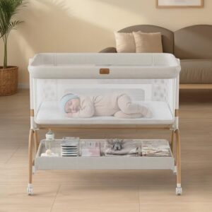 3-in-1 Baby Bassinet Bedside Crib with Adjustable Height