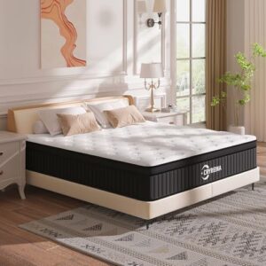 CRYREINA 12″ Queen Hybrid Mattress – Medium Firm, Pressure Relief