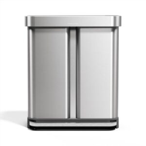 Simplehuman 58L Dual Compartment Step Trash Can, Stainless Steel